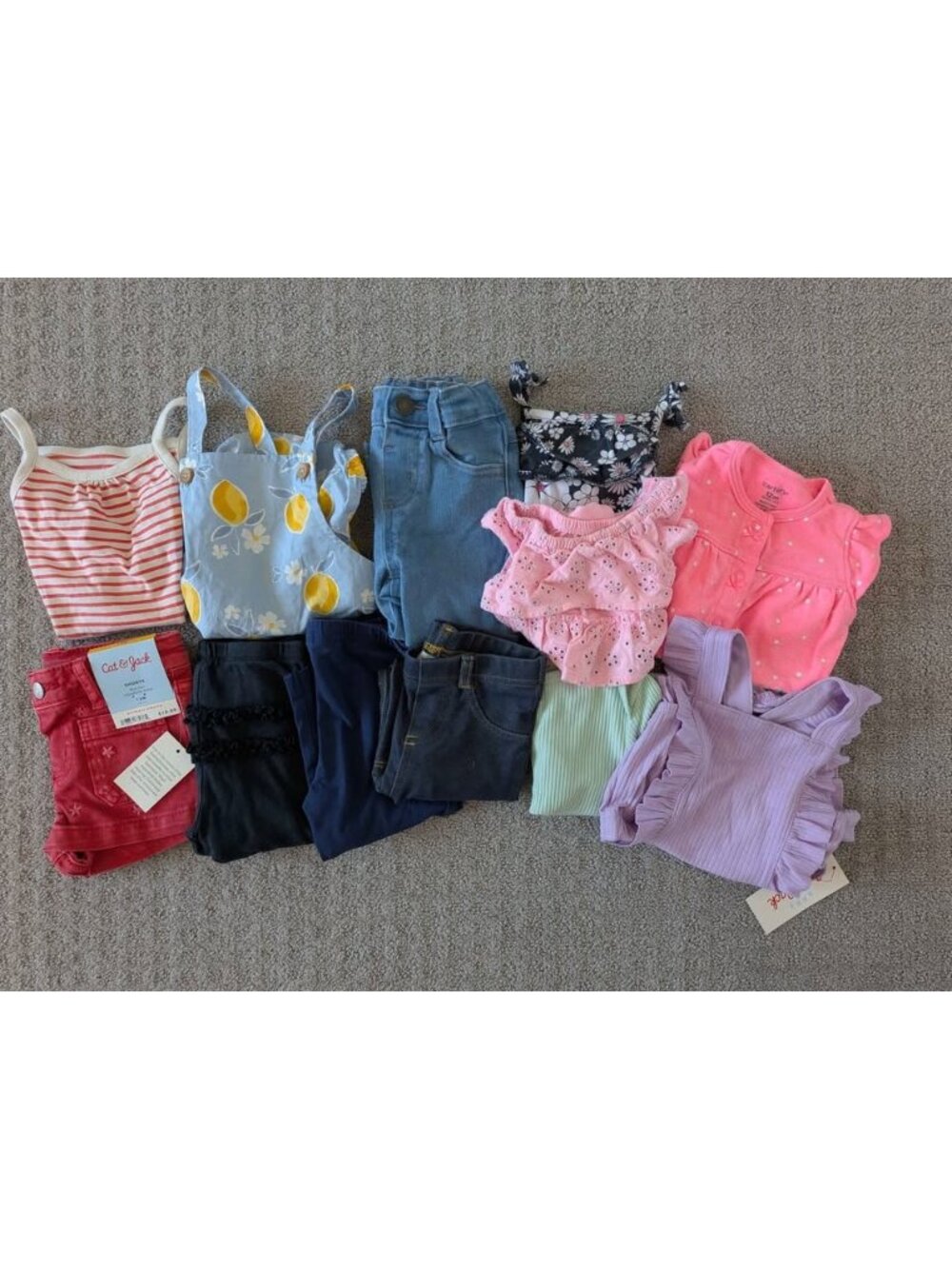 12 Month Baby Girl Bundle NWT EUC Carters Cat & Jack Spring Summer 12pcs